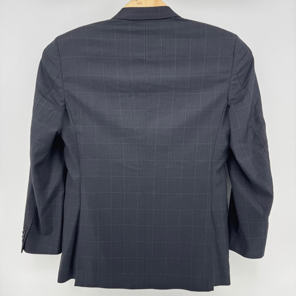 Jos A Bank Blazer Windowpane 40L Charcoal Grey Signature Tailored Fit Wool Plaid - Picture 3 of 7